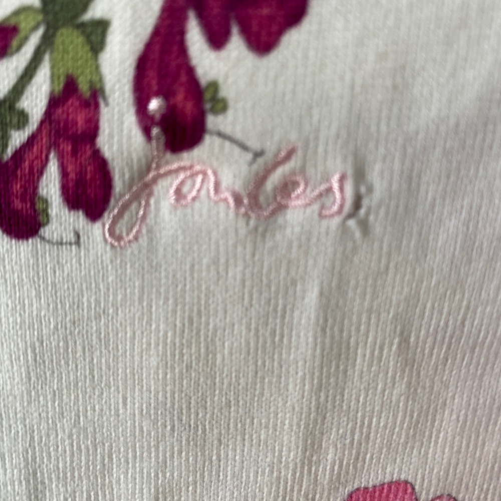 Joules Women White Floral Botanical Bluebell Cotton Top US 14 UK 18 3/4 Sleeve - Picture 11 of 12
